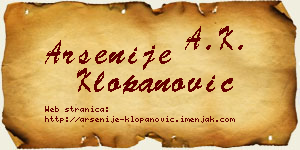 Arsenije Klopanović vizit kartica